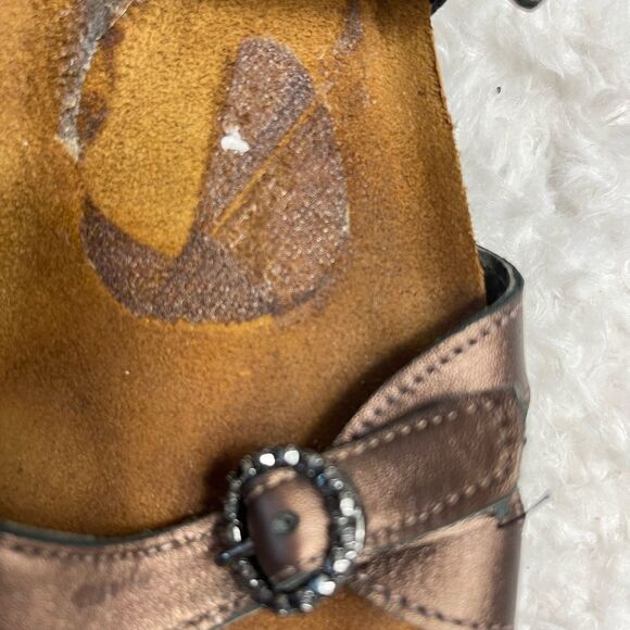 Naot leather metallic brown straps slings back wedge sandals size 10 - Picture 9 of 10